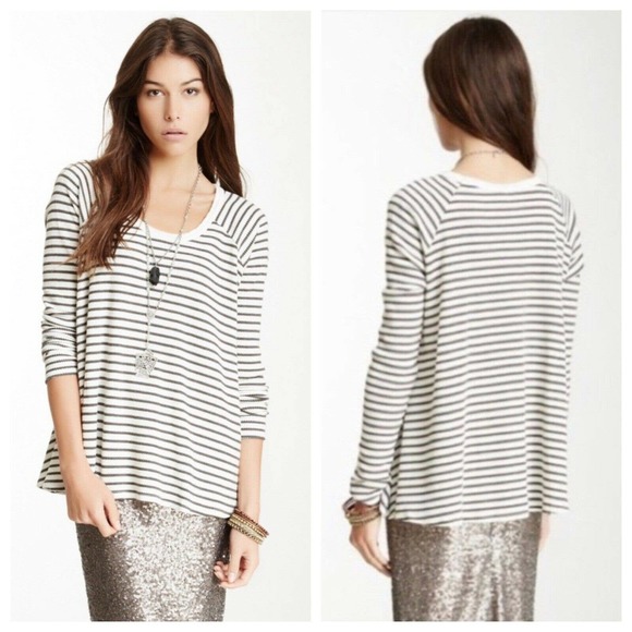 Free People We The Free Rockabilly Raglan Thermal Striped Long Sleeve Shirt - Picture 2 of 6